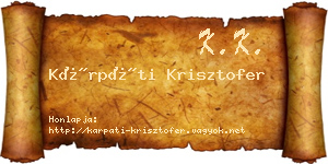 Kárpáti Krisztofer névjegykártya